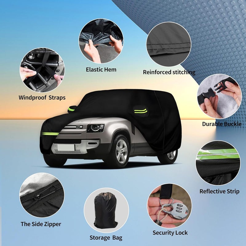 ATBKJ Waterproof Car Covers Fit for 2020-2024 Land Rover Defender 90 2-Door (Black) Custom Heavy Duty Waterproof All Weather Protection Outdoor - Image 2